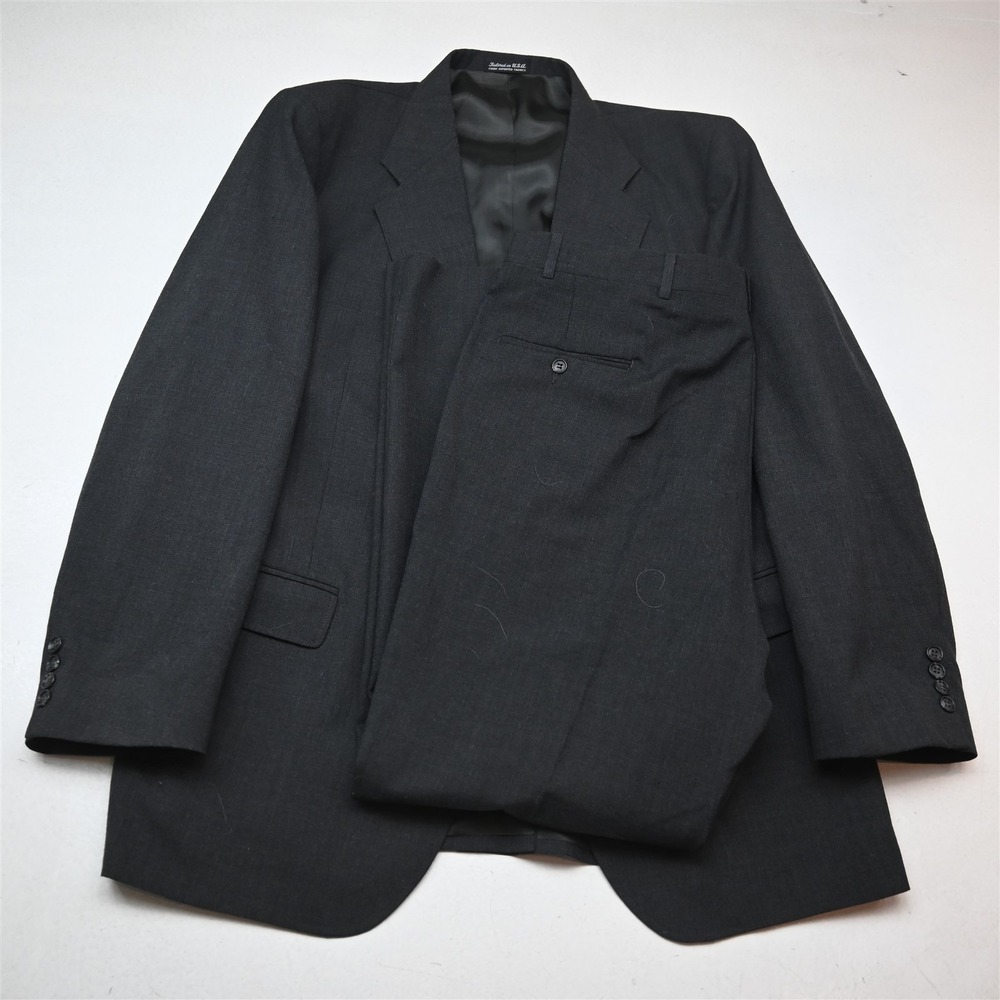 Vtg USA Made 46L 38x32 Gray Wool Bootcut Mens Jacket Pants Suit
